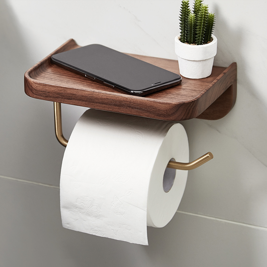 Solid Wood Creative Wall-Mounted Paper Towel Rack Toilet Roll Holder